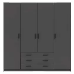 Garde-robe Sprint 4 portes - couleur anthracite - 200x196x50 cm