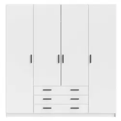 Garde-robe Sprint 4 portes - blanche - 200x196x50 cm