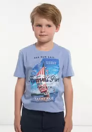 T-shirt taille normale coton fantaisie chambray mix
