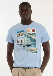 T-shirt taille normale coton fantaisie baby blue