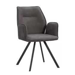 Chaise de salle &agrave; manger Raffy avec bras - tissu - couleur anthracite