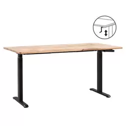 Bureau assis/debout Homeworx r&eacute;glable manuellement &ndash; manguier/noir - 75/118x160x80 cm