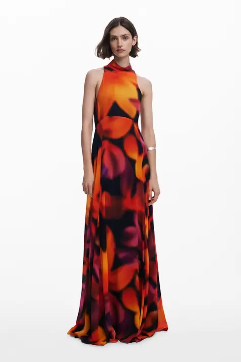 Robe longue dos nu à fleurs