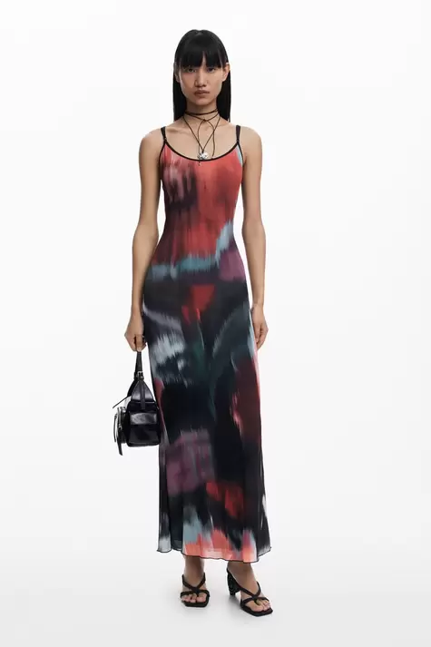 Robe midi à bretelles à fleurs