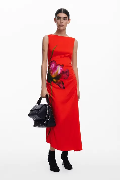 Robe asymétrique orchidée