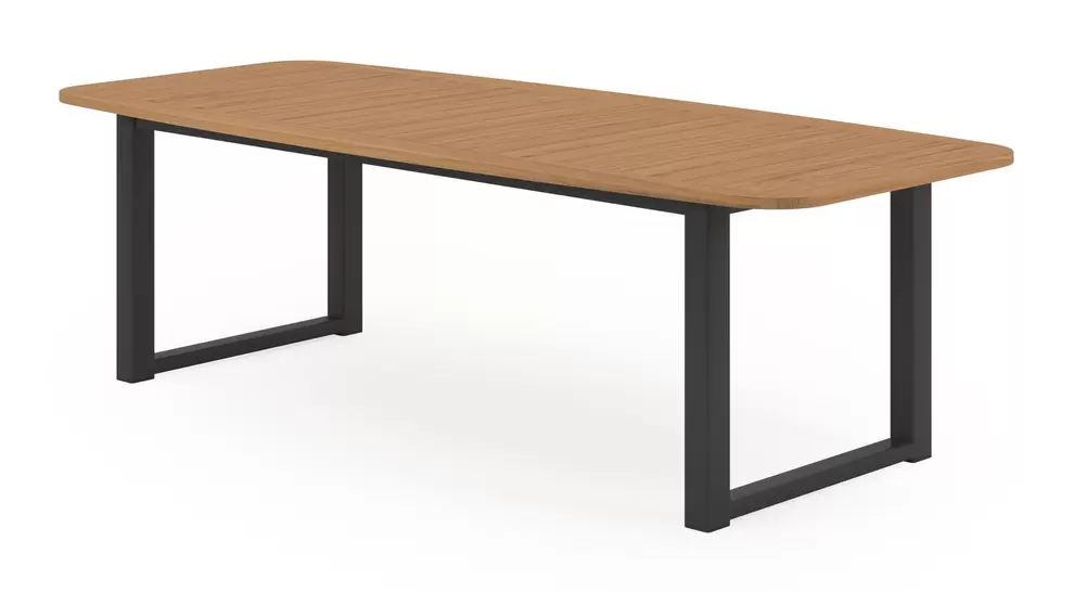 Livo tuintafel in zwart aluminium en teak - L 250 x B 110 x H 73 cm