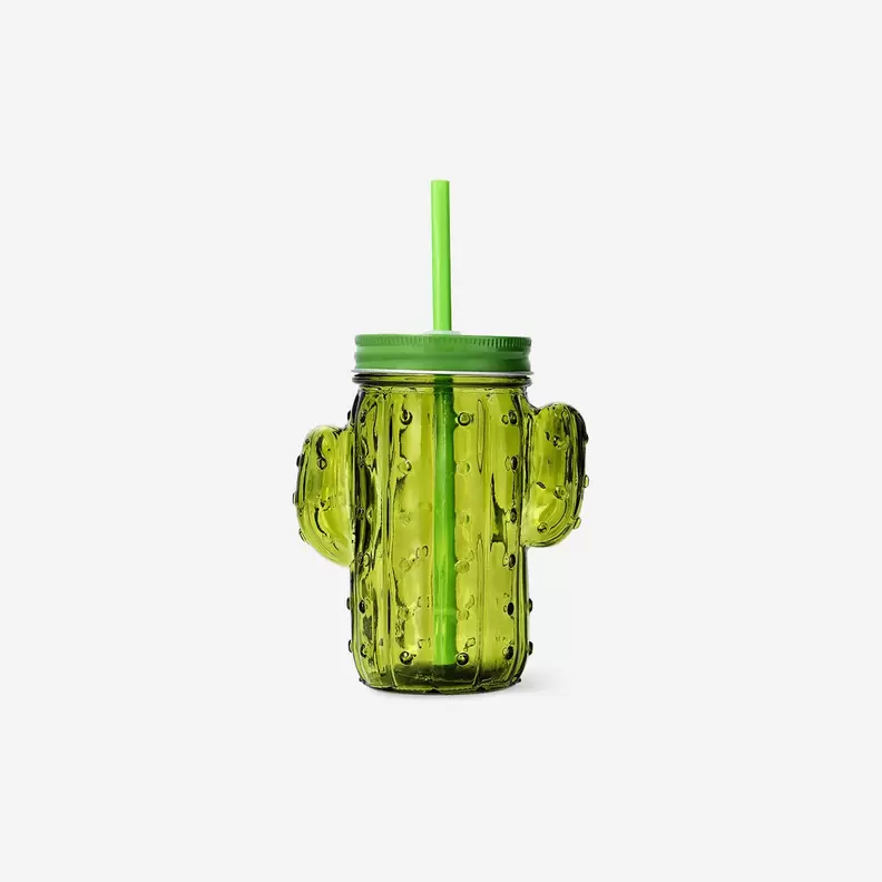 Gobelet cactus avec couvercle et paille
