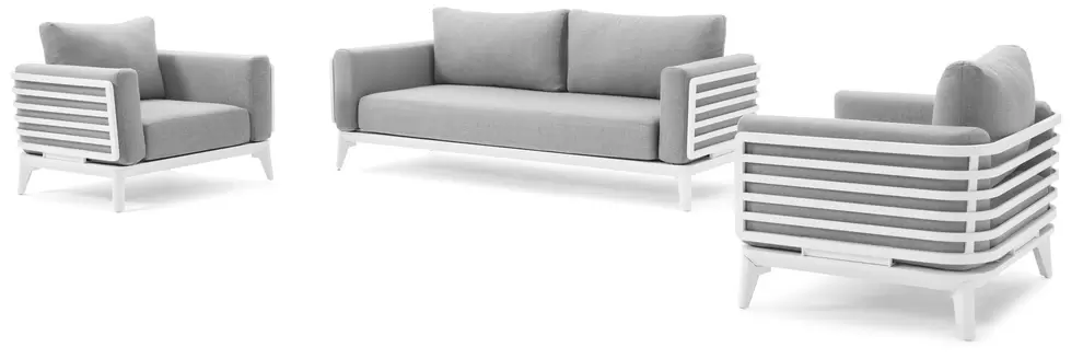 Mosa loungeset in wit aluminium met grijs weather+ softtouch kussens
