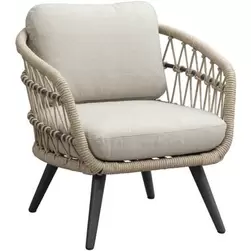 Fauteuil lounge Dakota - m&eacute;tal/rotin naturel - coussin inclus