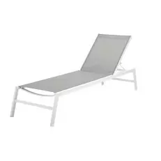 Hawai - Bain de soleil en aluminium blanc et toile plastifiée gris clair