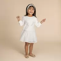 Robe de cérémonie bi-matière effet 2 en 1 pour bébé fille