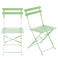 Guinguette - Chaises pliantes de jardin en métal vert d'eau (x2)