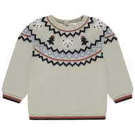 Pull doublé en velours avec motifs jacquard pour bébé garçon