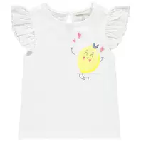 T-shirt à manches courtes volantées et poche imprimée