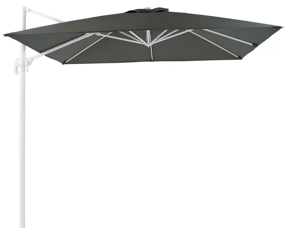 Calpe zweefparasol in wit aluminium met grijs polyester parasoldoek - L1 270 x L2 270 cm (zonder voet)