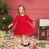 Robe de fête manches longues en tulle pailleté pour bébé fille