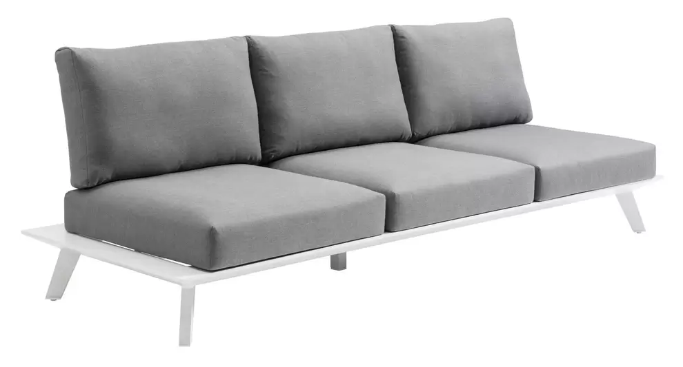 Puglia loungebank 3-zit in wit aluminium met grijs weather+ softtouch kussen