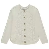 Gilet tricot uni avec torsade fantaisie pour fille