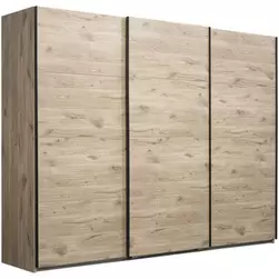 Armoire &agrave; portes coulissanes Dex XL - couleur ch&ecirc;ne - 208x270x65 cm