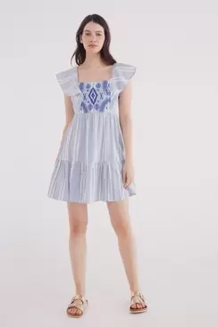 Robe bohème courte à rayures