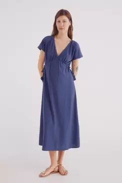 Robe midi à broderie suisse circulaire