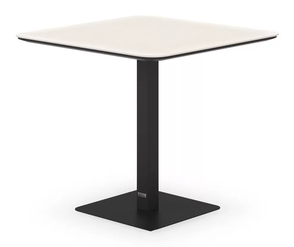 Fano kantelbare tuintafel afgerond vierkant in zwart aluminium en volkeramiek beige - L 85 x B 85 x H 73 cm