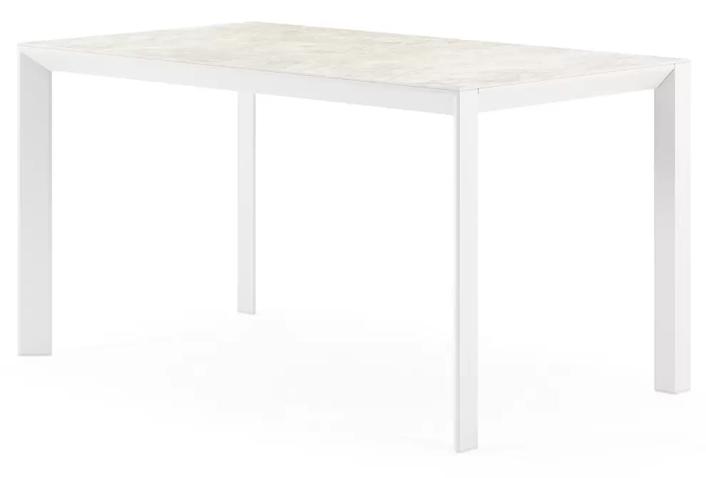Malito tuintafel rechthoekig in wit aluminium en volkeramiek Rapolano L 140 x B 80 cm