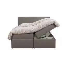 Lit tapissier Orebro 6 &eacute;l&eacute;ments avec rangement &ndash; taupe &ndash; 180x200 cm