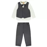 Ensemble pantalon + chemise avec nœud papillon pour bébé garçon
