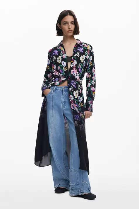 Robe chemise à fleurs dégradées
