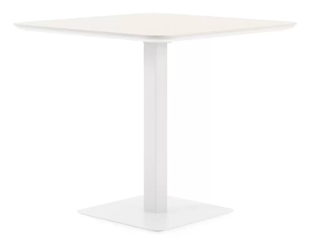 Fano kantelbare tuintafel afgerond vierkant in wit aluminium en volkeramiek beige - L 85 x B 85 x H 73 cm