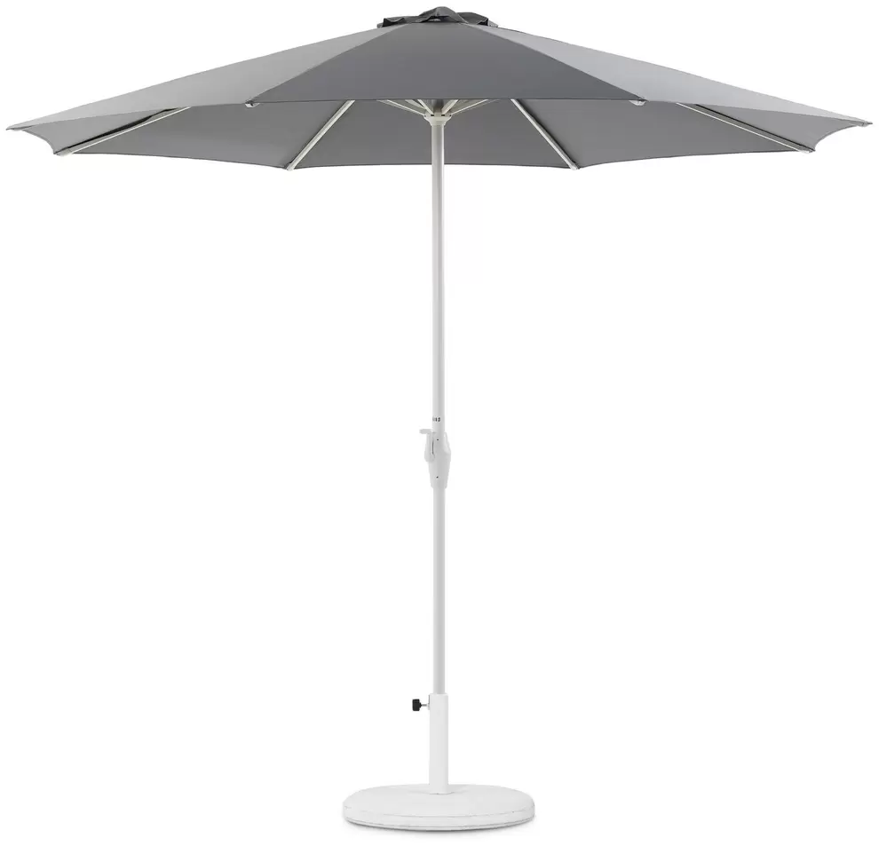 Viola staanparasol in wit aluminium met grijs weather+ softtouch parasoldoek - Dia. 350 cm (met voet)