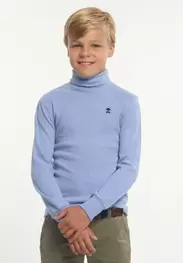 T-shirt coton basique col roulé artic blue mix