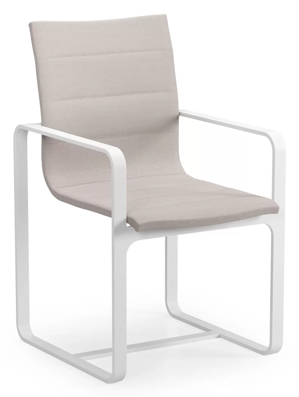 Atessa tuinstoel in wit aluminium en beige luxe textilene