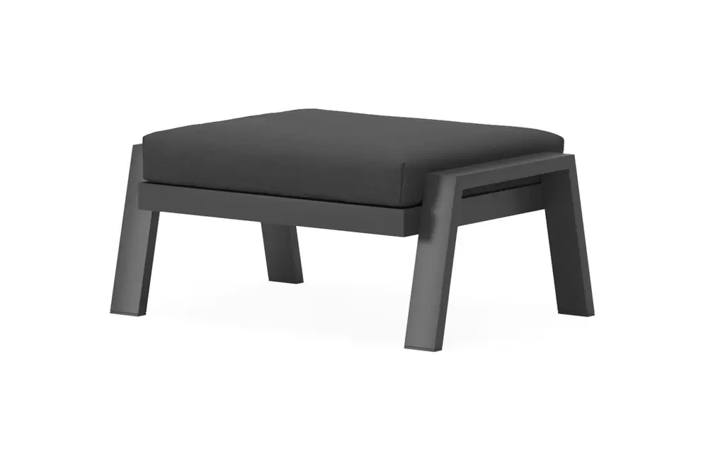 Veneto poef in zwart aluminium met natte sooty all weather sunbrella® premium kussen