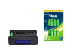 Piles rechargeables AA, 8 pièces avec chargeur TRONIC®
