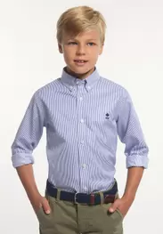 Chemise ajustée coton rayée bleue/blanche
