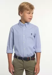 Chemise ajustée coton rayée bleue/blanche