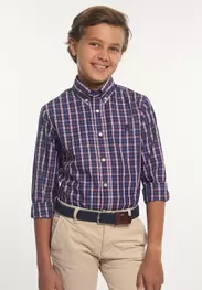 Chemise ajustée coton carreaux multi