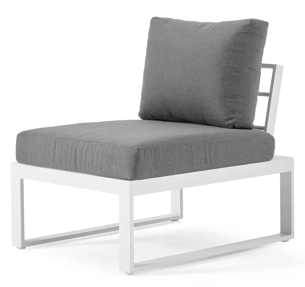 Serado loungestoel tussenstuk in wit aluminium met grijs polyester kussen