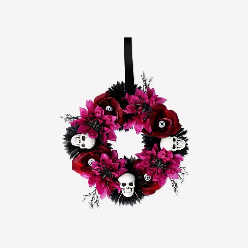 Couronne fleurs et crânes - 20 cm