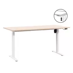 Bureau assis/debout Homeworx r&eacute;glable &eacute;lectriquement &ndash; couleur ch&ecirc;ne/blanc - 75/118x160x80 cm