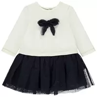 Robe de fête effet 2 en 1 bi-matière pour bébé fille