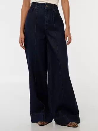 Jean coupe wide leg à 5 poches