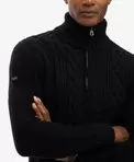 Pull Jacob en maille torsadée à demi-zip