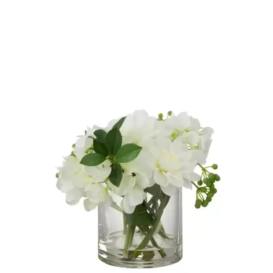 J-Line 22404 Dahlia Hydrang Kunstplant Wit - 21 cm