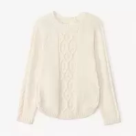 Pull uni en tricot torsadé scintillant pour fille