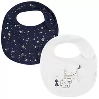 Lot de 2 bavoirs en coton avec imprimé doré all-over et ourson