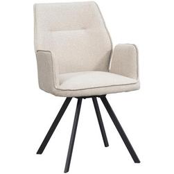 Chaise de salle &agrave; manger Raffy avec bras - tissu - beige