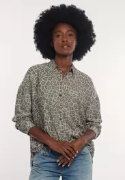 Blouse V léopard viscose grise